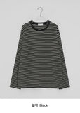 [unisex] Kemppa Stripe Over Round Long Sleeve Tee
