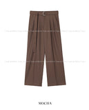 Falling belted wide slacks