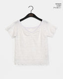 Butting Shirring V-neck Short Sleeve T-shirt