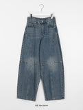 [unisex] Kaif Rivet Cut Washing Wide Denim Pants