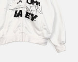 [Brushed Lining] Biffon Lettering Loose Fit Fur Hood Zip-Up