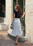 Shoebill Seersucker Flare Long Skirt