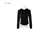 Dohi Slim Ribbed Crop Hoodie