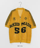 [Unisex] Wenders Punching Lettering Short Sleeve Knit Zip-Up