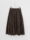 Chikelt Velvet Dot Frill Banding Long Skirt