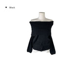 Denp Button Off-Shoulder Loose-Fit Knit
