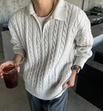 Rope Cable Half Zip-up Knit