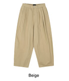 Tie pin tuck cotton balloon pants