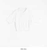 Tadol Bookle Collar Crop Short Sleeve Knit