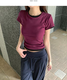 Slim Fit Plain Layered Slender Short Sleeve T-shirt