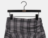 Beolin Check Folding Unbalanced Flare Midi Skirt