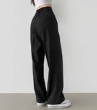 Slacks Flower Two Pintuck Inner Clip Wide Slacks Pants