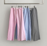 Summer Color Matching Stripe Banding Wide Pants