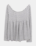 Bree Stripe Shirring Long Sleeve T-Shirt