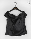 Tenon Glossy Metal Coated Off-Shoulder Blouse