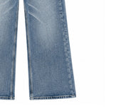 Left-washed flare denim pants