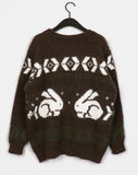 Rowin Rabbit Nordic Brush Fur Round Knit