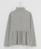 Hokam Brushed Stripe Frill Turtleneck Tee