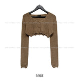 Damage Crop V-neck Cardigan