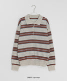 Meddent Button Stripe Collar Knit