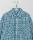 [unisex] Arima color pocket check over short sleeve shirt