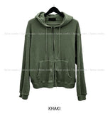 Cream Pigment Waffle Hood Zip-Up