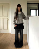 Mishu Color Matching Layered Loose Fit Long Sleeve Knit