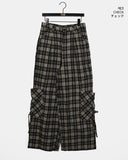 Maku checkered pocket long wide pants