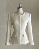 Newriel No Collar Wool Tweed Half Jacket