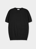 Muscle fit linen short sleeve knitwear