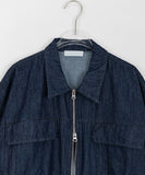 [unisex] Heco two-way pocket denim short sleeve zip-up
