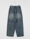 [unisex] Hiban Curved Denim Balloon Wide Pants