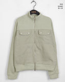 Vet Pocket Color Matching Two-Way Knit Long Sleeve Zip-Up