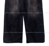 Dirty oil washed denim pants