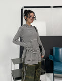 Berry Stripe Hood Flare Wrap Skirt Set