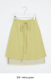 Haya Embossed Floral Layered Banding Midi Skirt