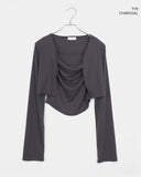 Permil Drape Shirring Crop Sleeveless Cardigan Set