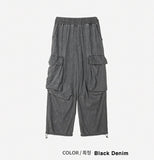 Summer cool cargo banding denim pants