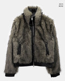 Nupe Two-Tone Fur Two-Way Zip-Up Jumper