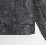 Gelon Oil Crop Leather Jacket