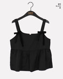 Nubin velvet ribbon sleeveless blouse