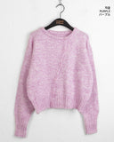 Dael diagonal button bokashi knit long sleeve cardigan