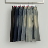 Back Point Pocket Washing Span Straight Bootcut Denim Pants