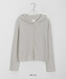 Lofem stripe ribbed hood cardigan