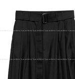 Twin pin tuck maxi wide belt slacks