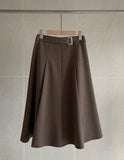 Siend Buckle Brushed Flared Skirt
