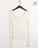 [Wool 30] Newel Modal Draping Ballet Core Off Shoulder Long Sleeve T-shirt