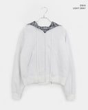 Mechi check color matching long sleeve hood zip-up