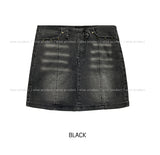 Beto Washing Cut Denim Set Skirt