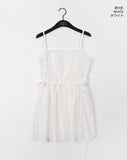 MUKE Pintuck Lace String Vacation-Look Sleeveless One Piece